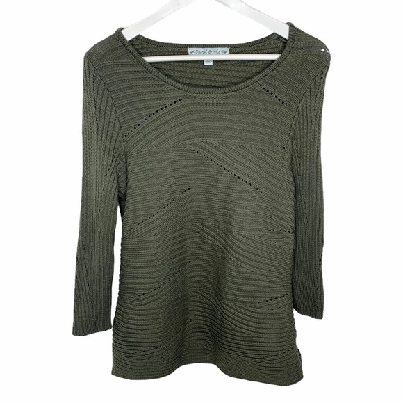 David Brooks Green Woven Cable Knit Sweater - Picture 1 of 11